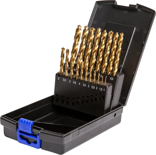 Labor RoseBox Metaalborenset DIN338 HSS-G geslepen TiN gecoat 19-delig 1-10mm x0.5mm