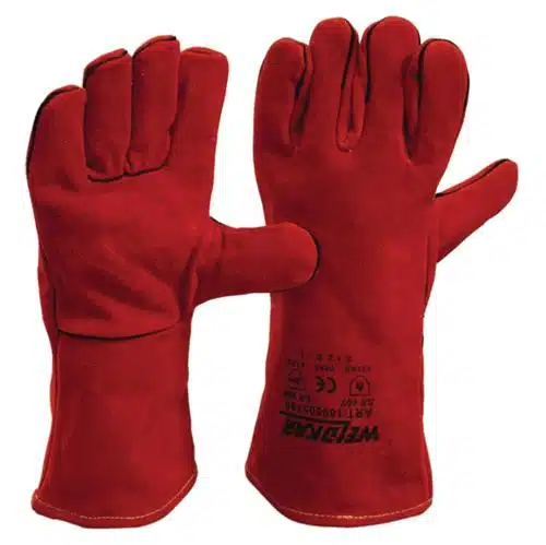 Lashandschoen Rund-Splitleer, Kevlar, Rood 35 cm, gevoerd