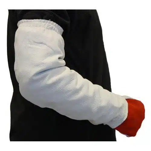 Lasmouwenpaar Nerfleder, 2 zijden elastiek, grijs 48 cm.