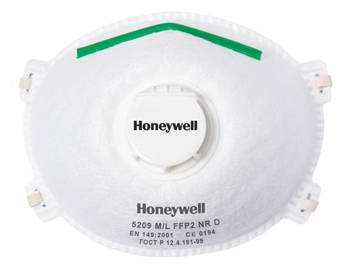 Stofmasker Honeywell 5209 M/L P2, met ventiel, 20 per doos
