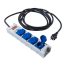 Connectra nylon 4-voudige contactdoos grijs, 2p+A blauw, H07RN-F 3x2,5 lengte 5m